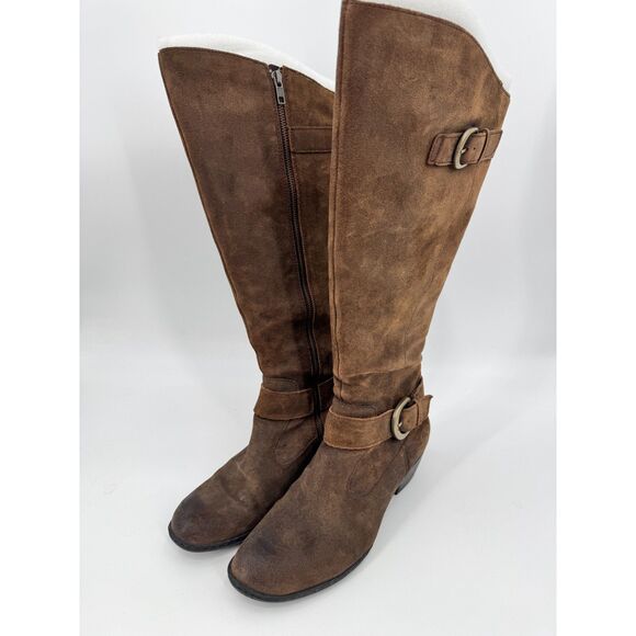 BORN Kylli Distressed Brown Suede Leather Riding Boots Size 9.5 - Picture 4 of 11